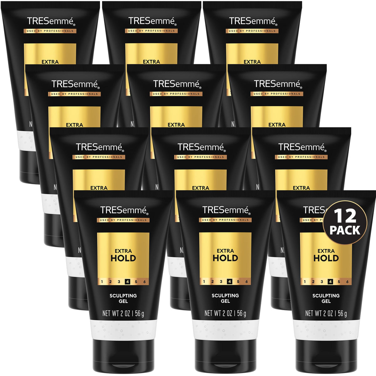 TRESemmé front packaging showing travel-size gel and branding benefit of portability