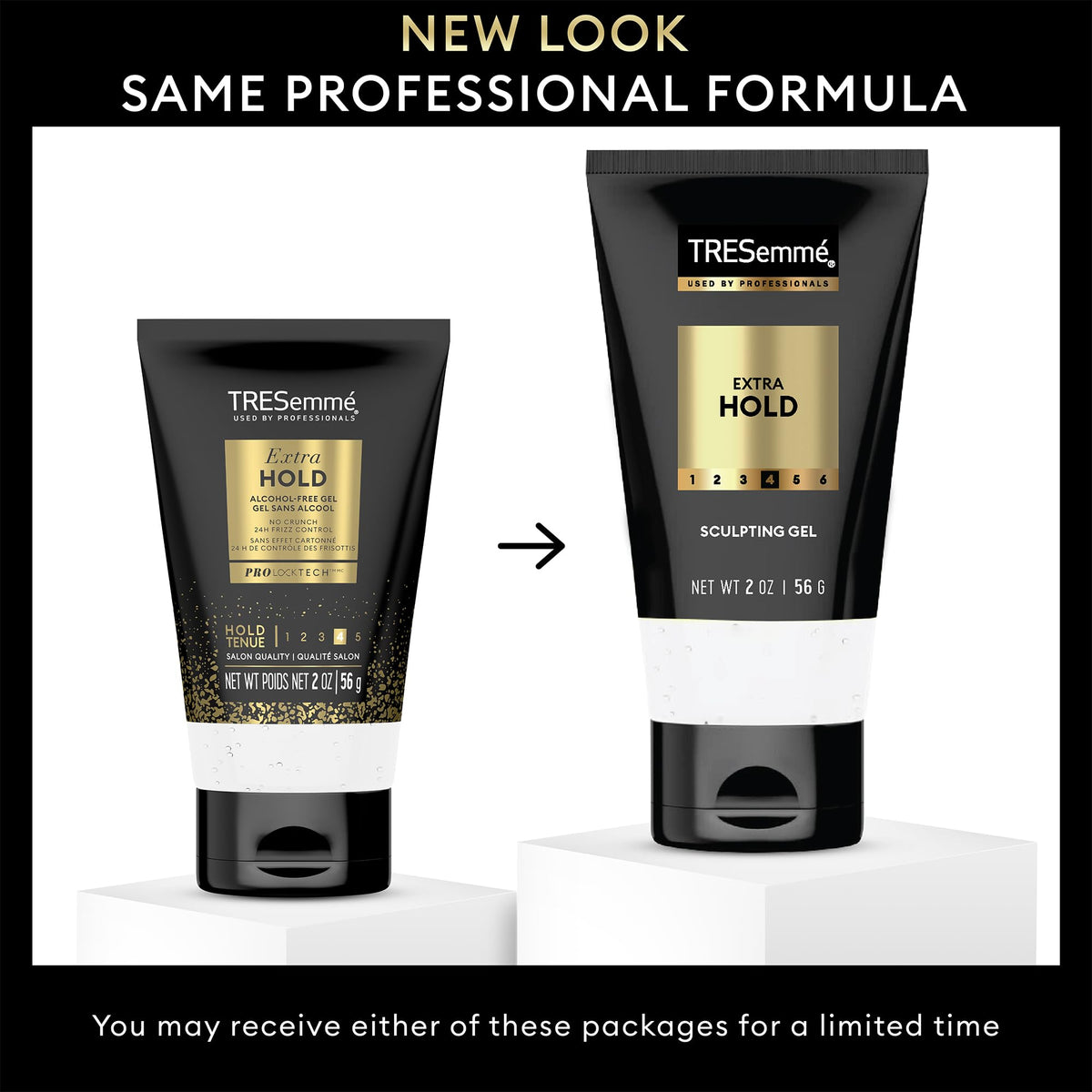 TRESemmé travel bottle held in hand illustrating convenient on-the-go styling