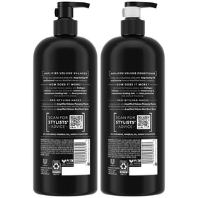 TRESemmé shampoo bottle close-up highlighting label and collagen infusion