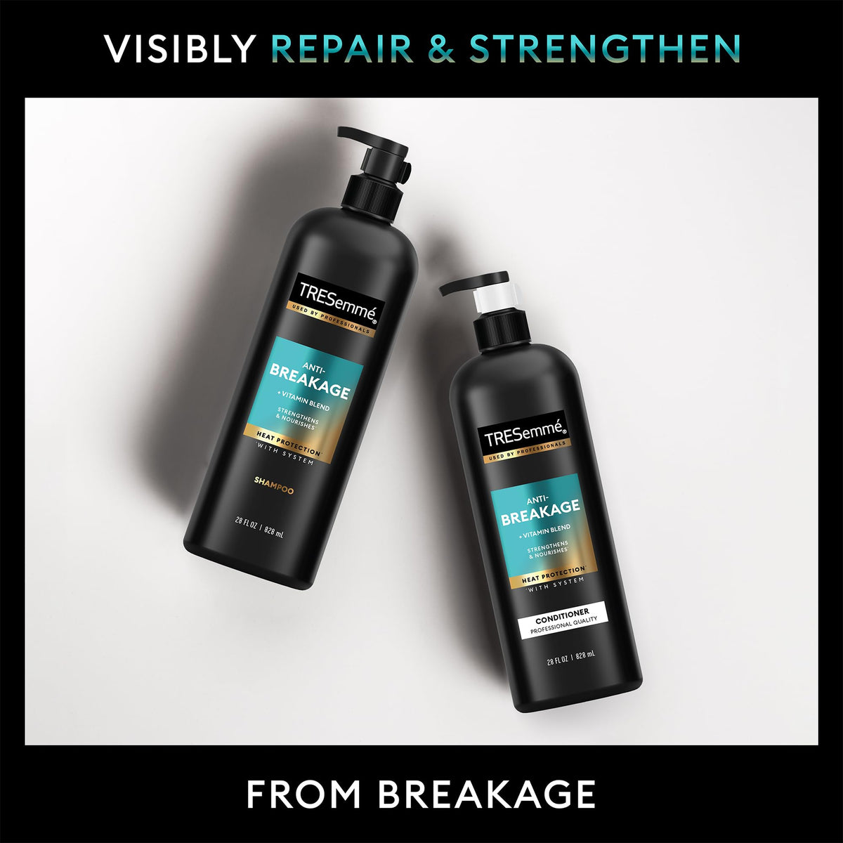 TRESemmé set staged in shower for a real-use routine