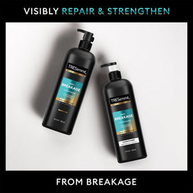 TRESemmé set staged in shower for a real-use routine