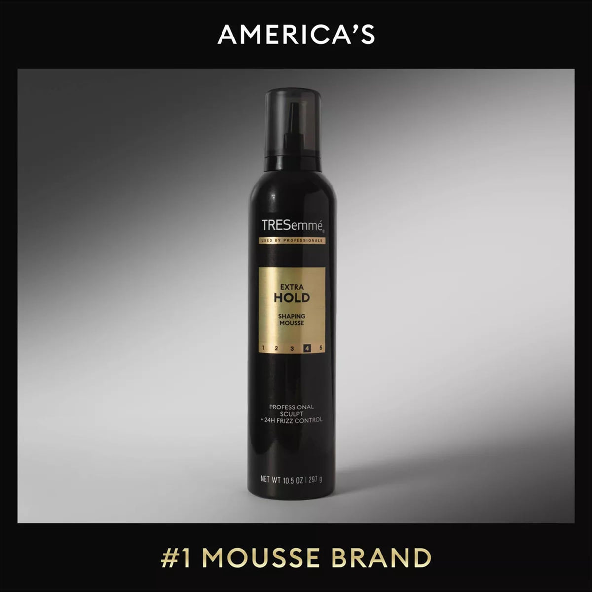 TRESemmé size comparison held in hand to illustrate 10.5 oz bottle scale
