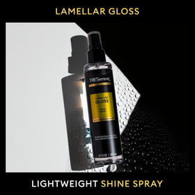 TRESemmé mist on hair strands highlighting glossy, smooth texture