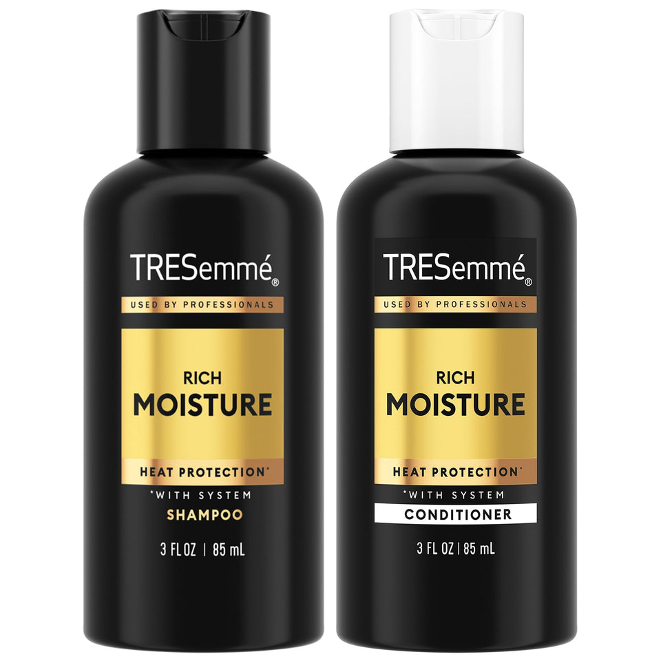 TRESemmé travel set front packaging showing compact bottles and clear labeling benefit convenience