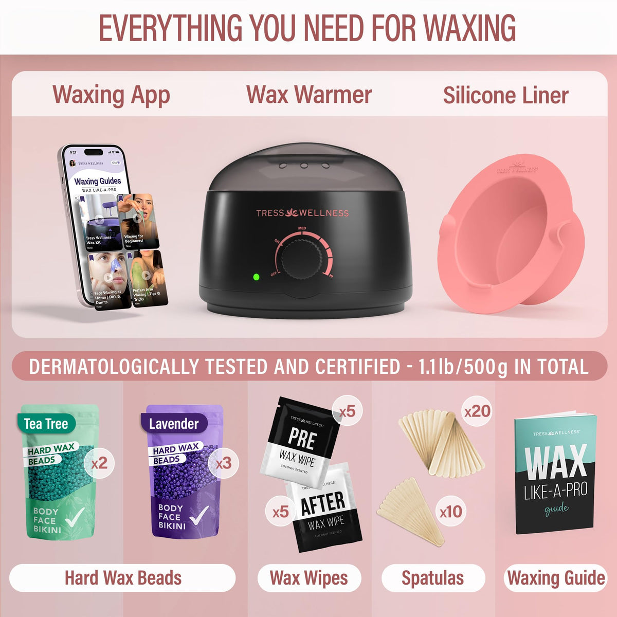Tress Wellness analogue wax warmer closeup highlighting safe heat control