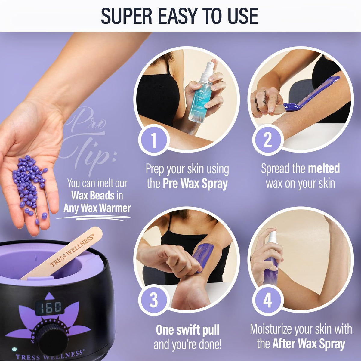 Tress Wellness in-use bikini area application demonstrating gentle removal