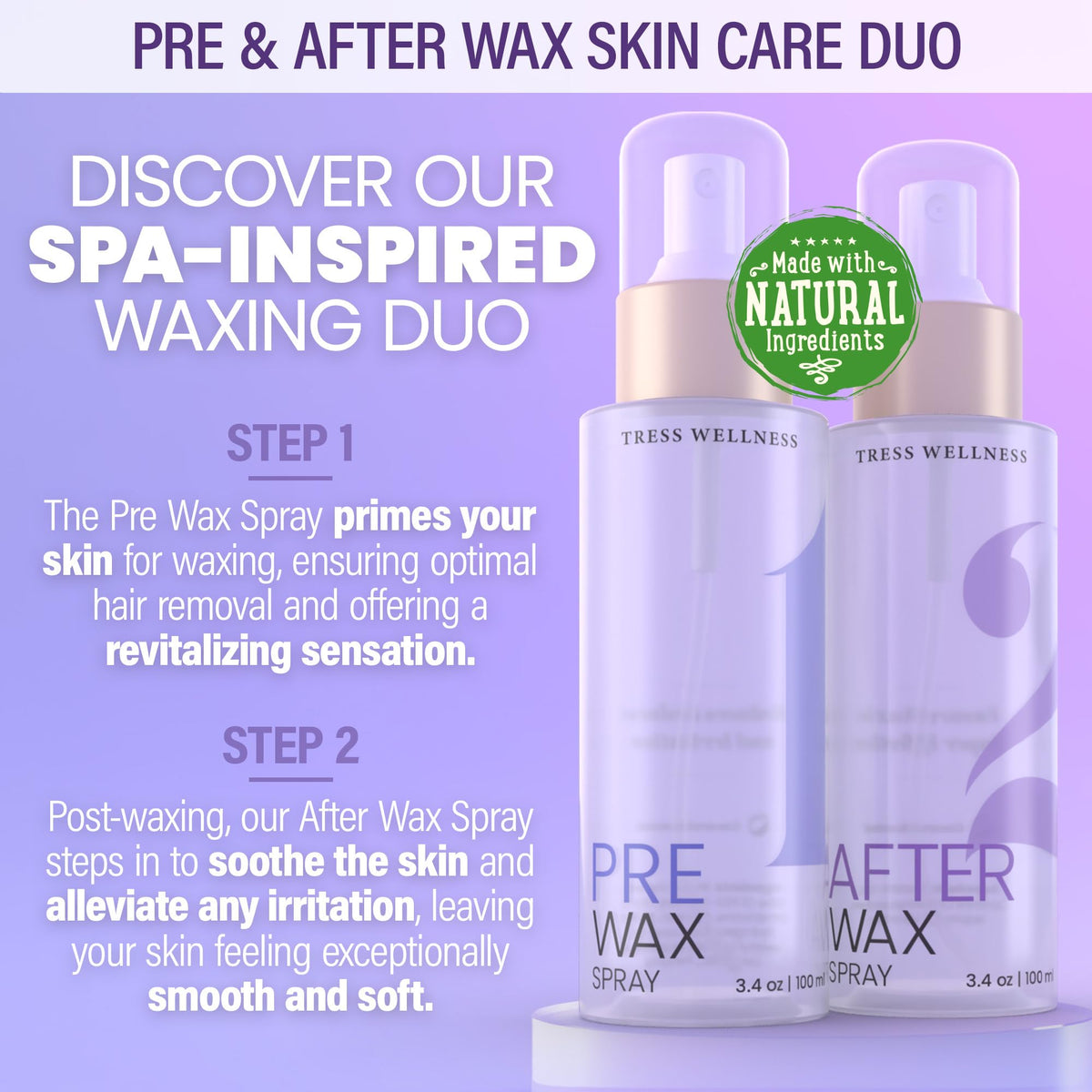 Tress Wellness before and after wax scale comparison illustrating cleaner wax results