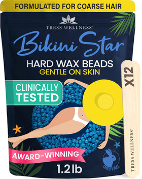 Tress Wellness front packaging showing bikini star kit and benefits