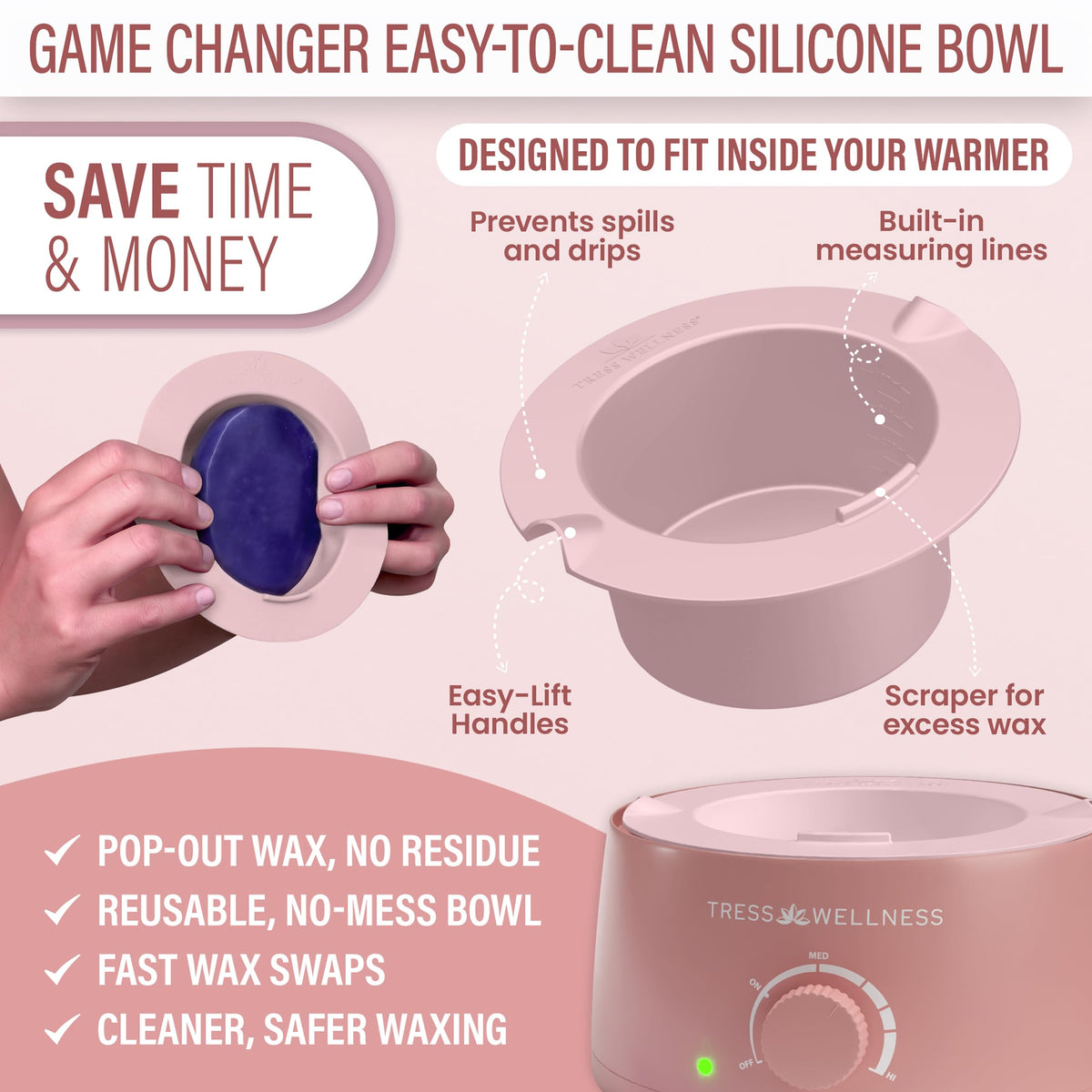 Tress Wellness lifestyle bathroom setup portraying a calming at-home waxing routine