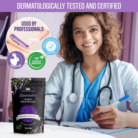 Tress Wellness wax kit on bathroom vanity conveying a calm, lavender-scented home waxing routine
