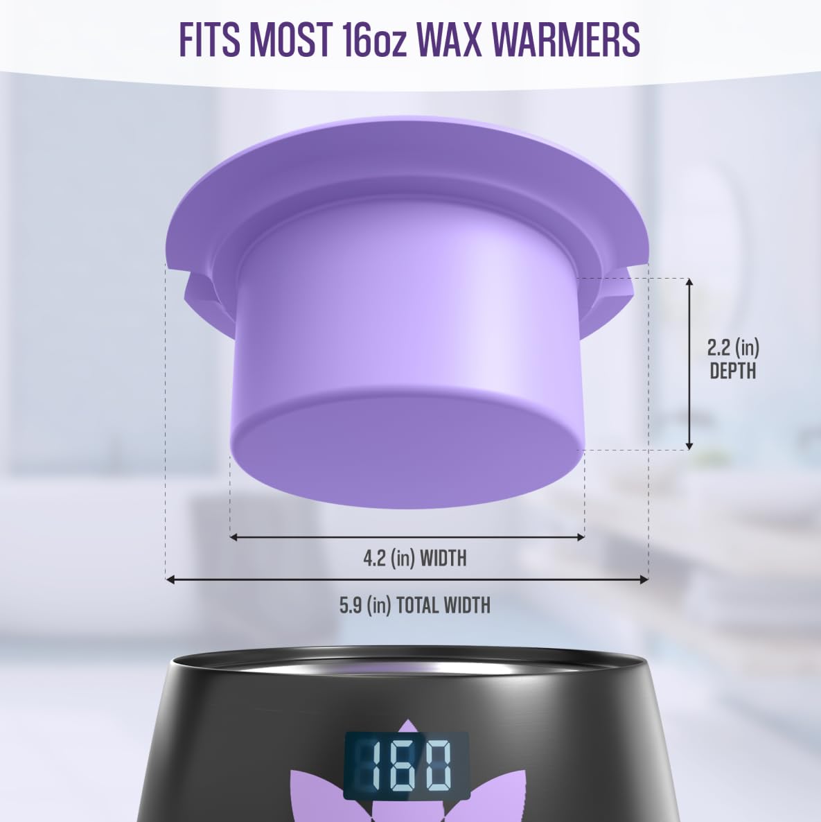Tress Wellness liner next to a hand showing size and safe handling benefit
