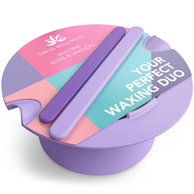 Tress Wellness purple silicone liner front view showing neat fit and easy cleanup benefit