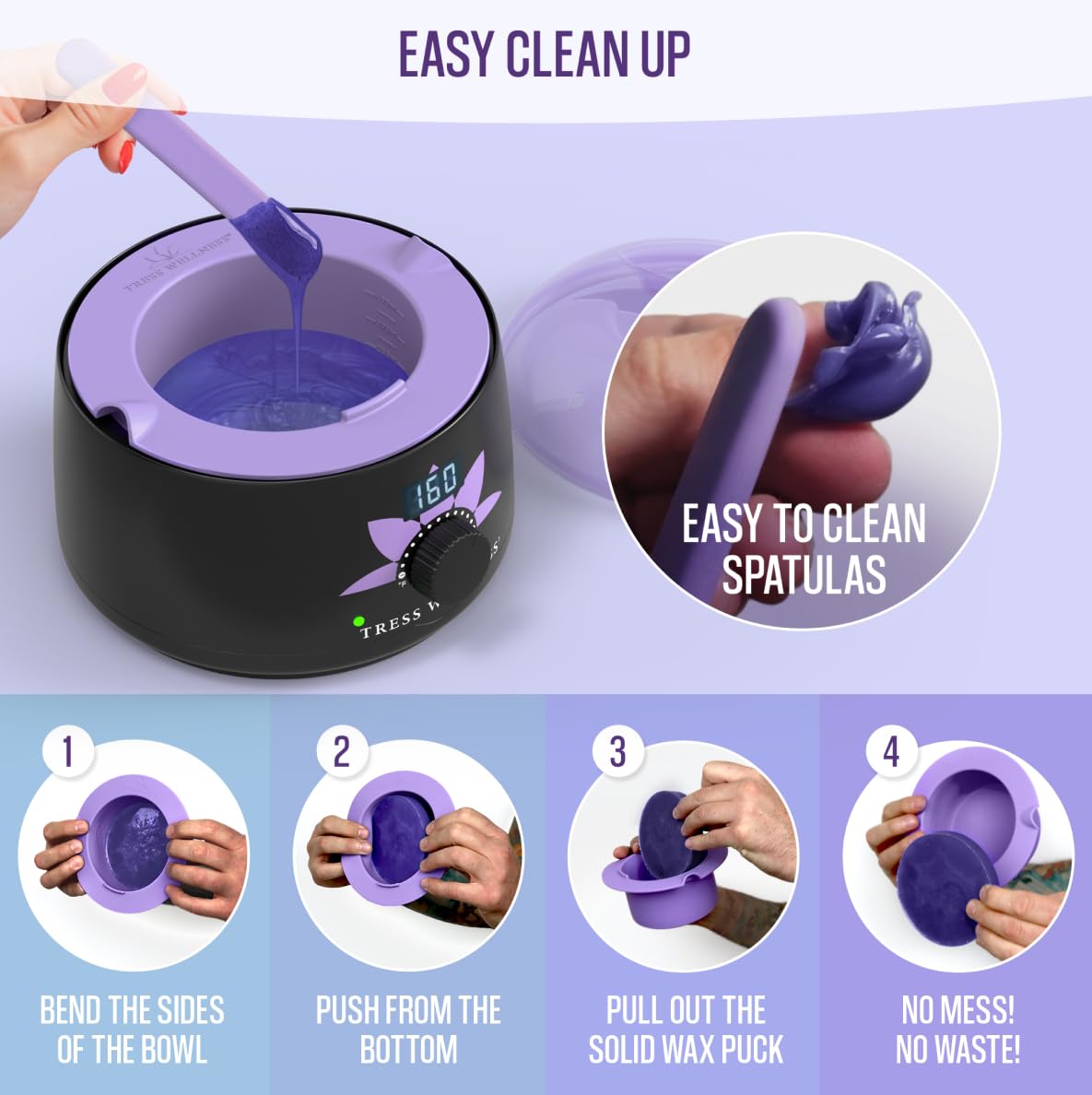 Tress Wellness large and small silicone spatulas detail showing precise application benefit