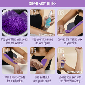 Tress Wellness hardened wax being flicked off skin showing effective strip-free hair removal