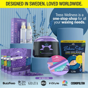 Tress Wellness printed waxing guide with lifestyle setup for confident use