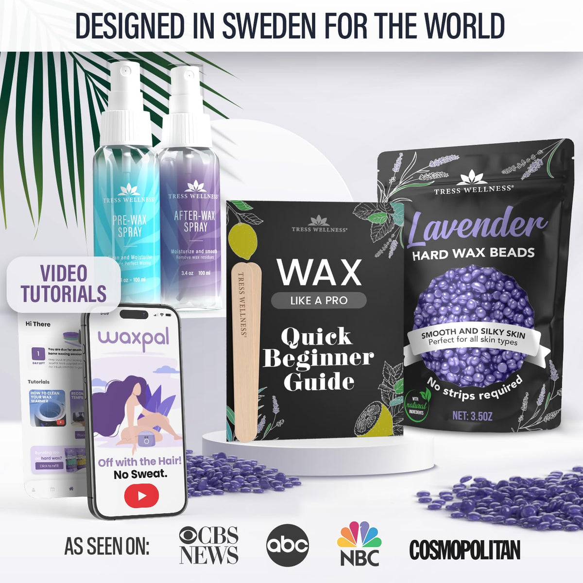 Tress Wellness lifestyle bathroom setup suggesting calming post-wax care
