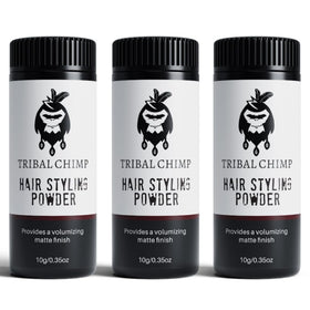 Tribal Chimp front packaging showing three 10g jars and easy-grip lids for portability