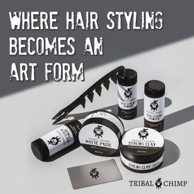 Tribal Chimp in a toiletry bag ready for travel offering on-the-go styling convenience
