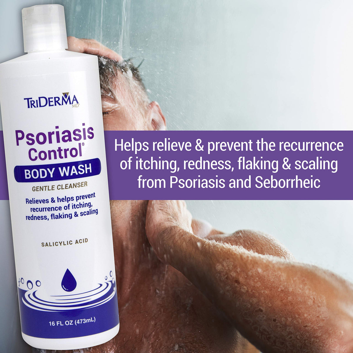 TriDerma bottle label detail highlighting 2% salicylic acid strength