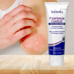 TriDerma cream texture close-up displaying non-greasy, smooth finish for quick absorption