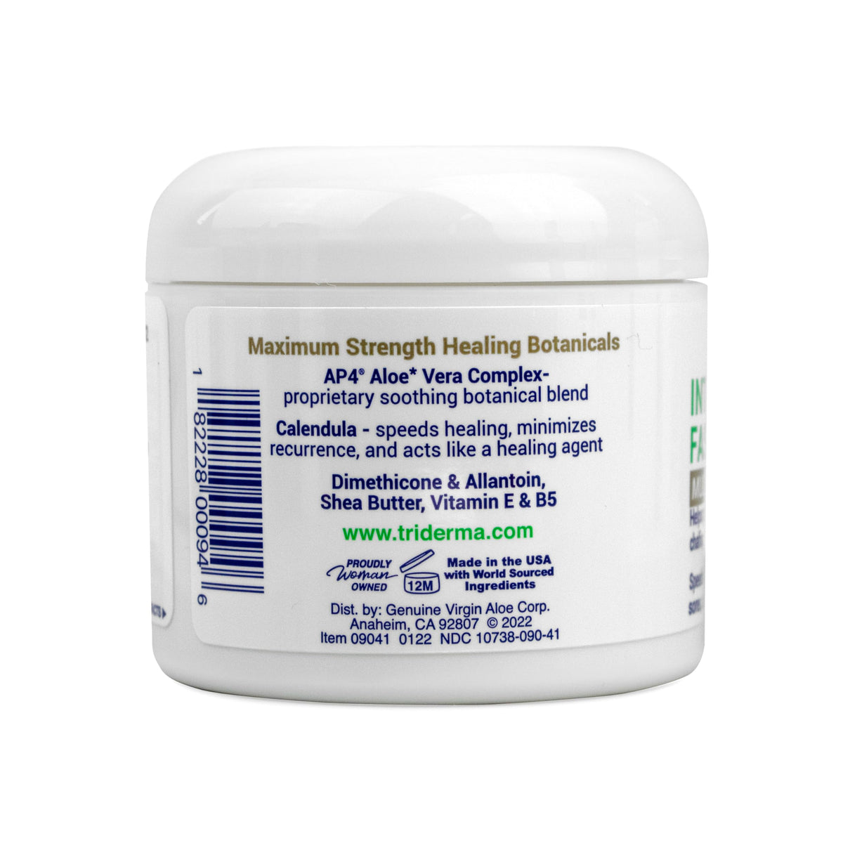 TriDerma used on the cheek area, illustrating sensitive-face suitability and calming benefit