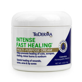TriDerma front packaging showing 4 oz tube and branding, clear product identification benefit