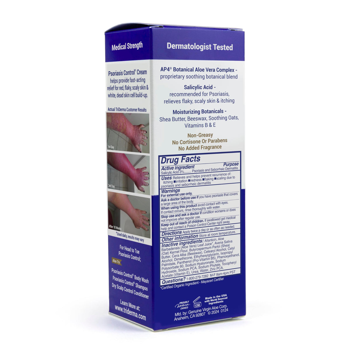 TriDerma jar on bathroom counter in lifestyle scene promoting routine-friendly care
