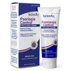 TriDerma jar front label showing product name and size with clear benefit