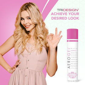 TRIDESIGN before and after hair showing added volume and shine benefit
