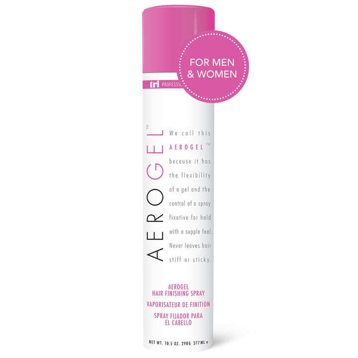 TRIDESIGN aerogel front packaging showing can and logo, clear styling benefit