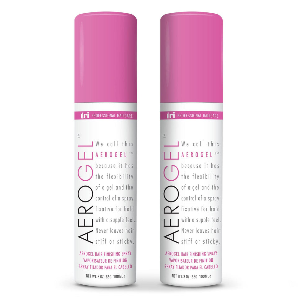 TRIDESIGN front packaging showing travel-sized hairspray for reliable hold