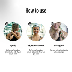 TRIHARD applied to dry hair before swimming to reduce chlorine damage