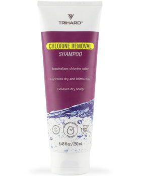 TRIHARD front bottle view showing swim shampoo benefits and packaging