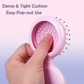 Trikeel mirror lid closeup reflecting face, convenient touch-up benefit