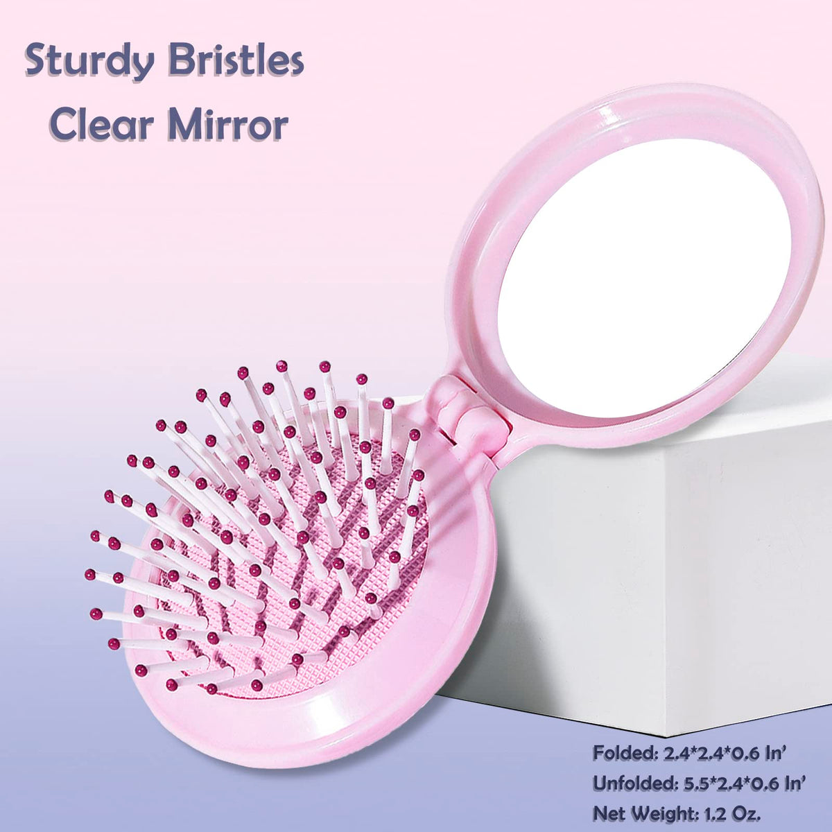 Trikeel opened pop-up brush showing air cushion, quick detangling benefit
