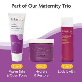 TriLASTIN label close-up highlighting paraben-free gentle formula benefit