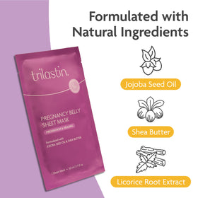 TriLASTIN ingredients display jojoba shea mango illustrating natural hydration