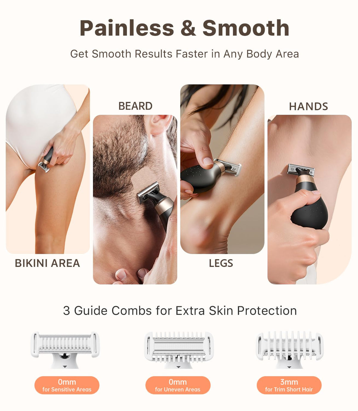 Trimcoo three comb attachments displayed for varied trim lengths and control