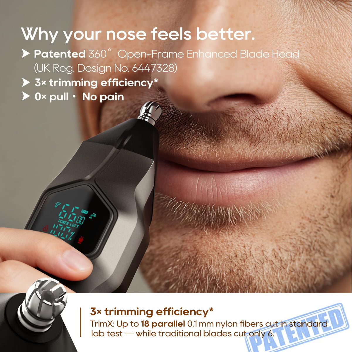 TRIMX close-up of precision blade texture highlighting smooth, pull-free cutting