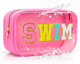 TRIP TIGER front view clear pink pouch showing contents and quick access