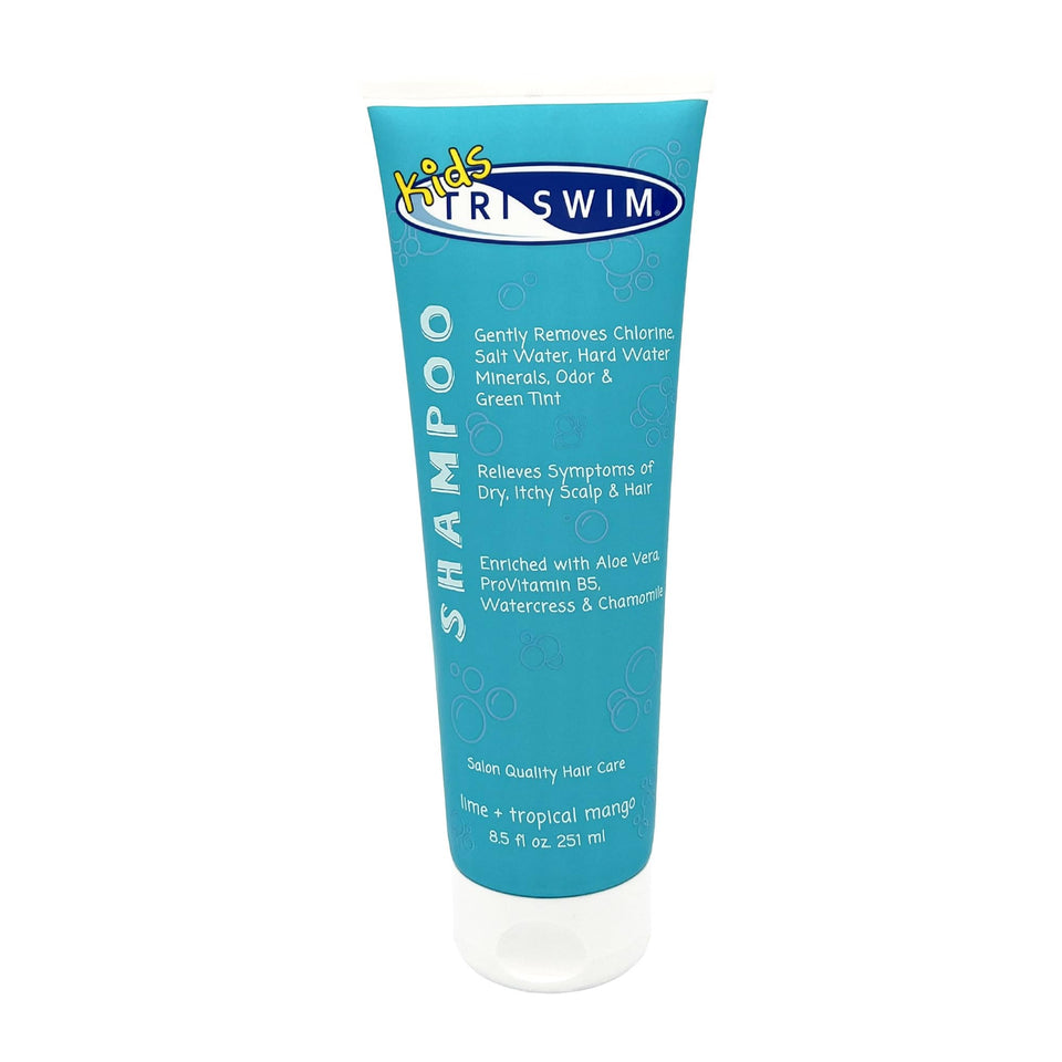 TRISWIM front bottle showing label, cleans chlorine and soothes scalp