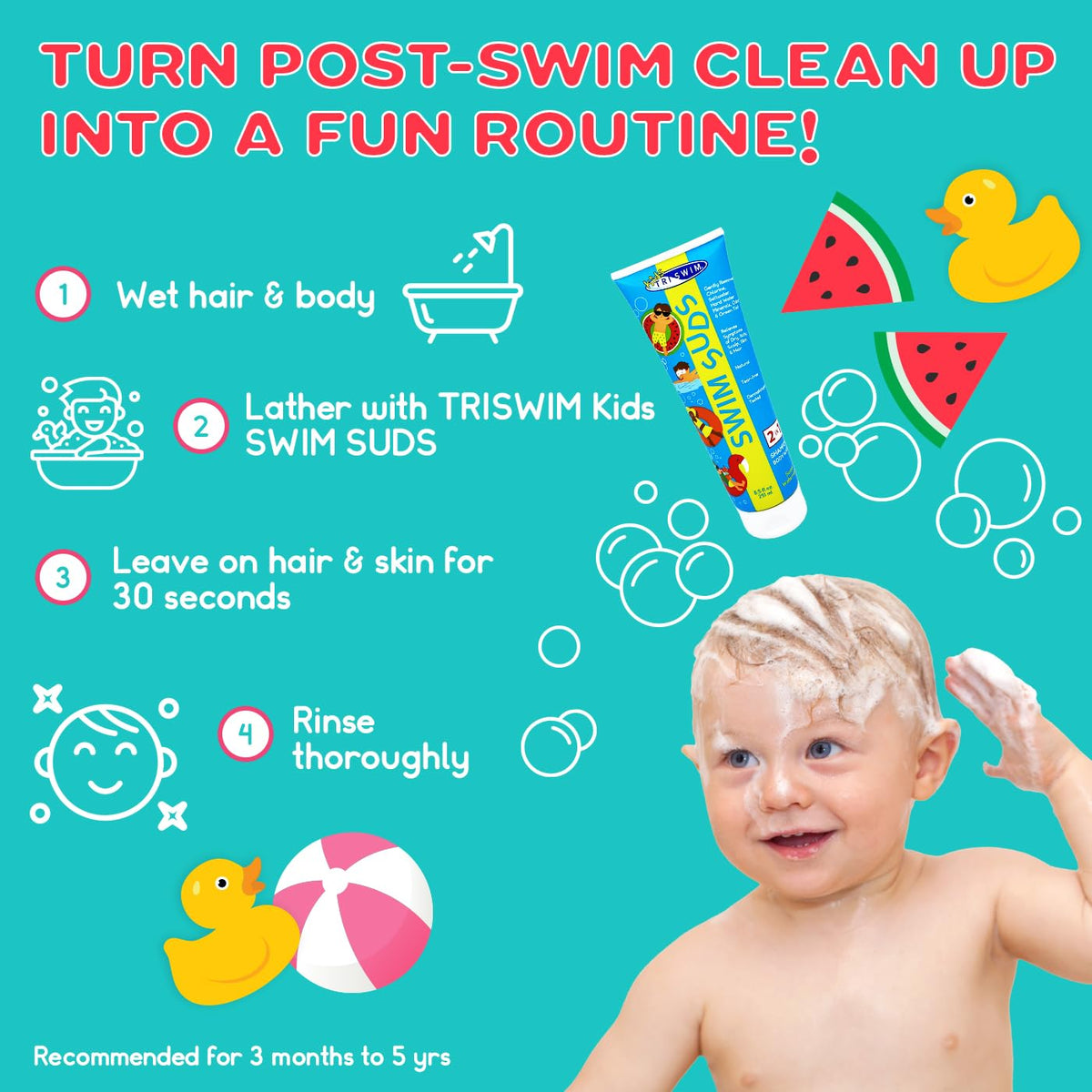 TRISWIM gentle foam texture close-up delivering chlorine-removal benefit
