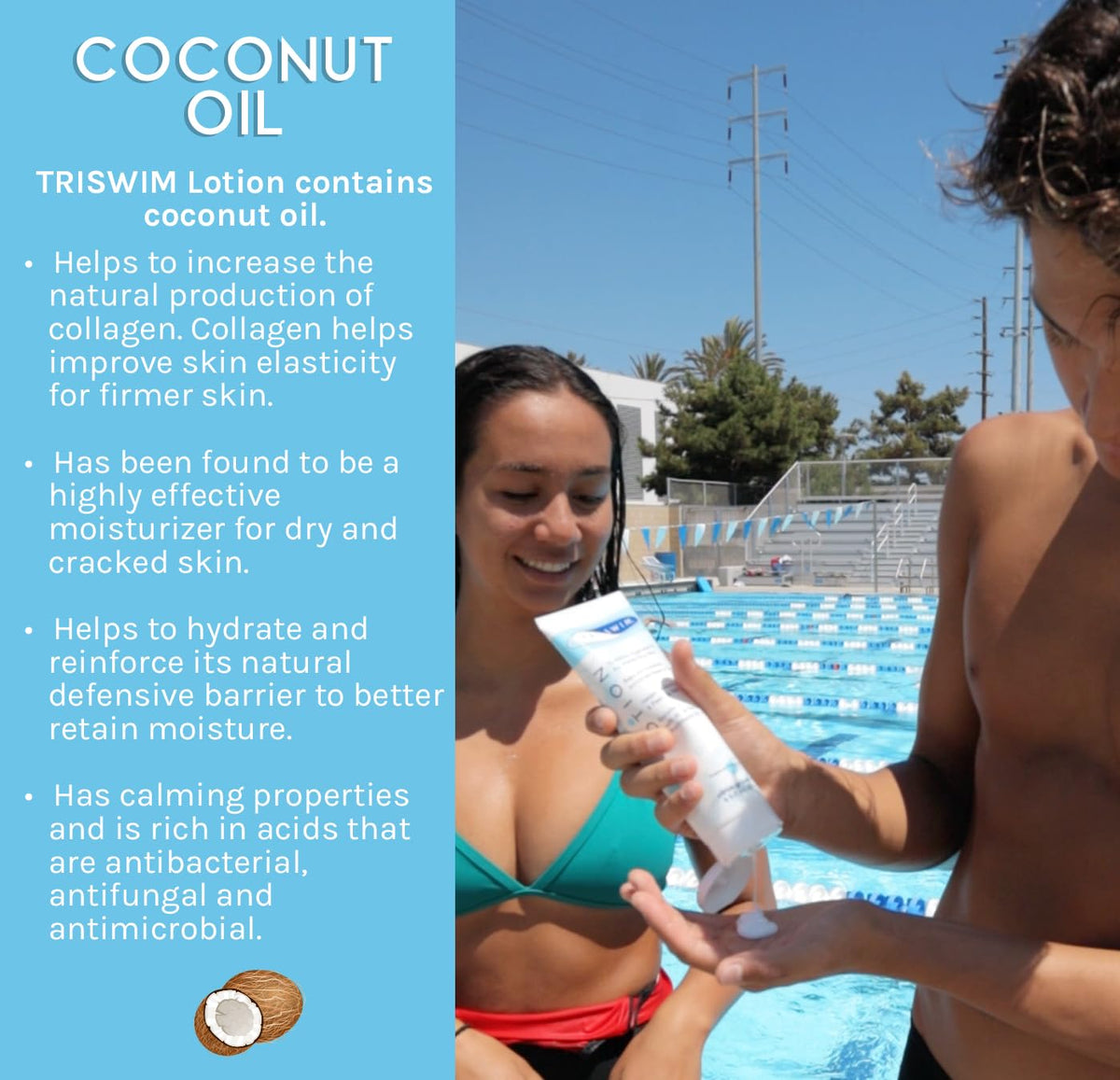 TRISWIM label ingredient list close-up indicating aloe, shea butter and vitamins