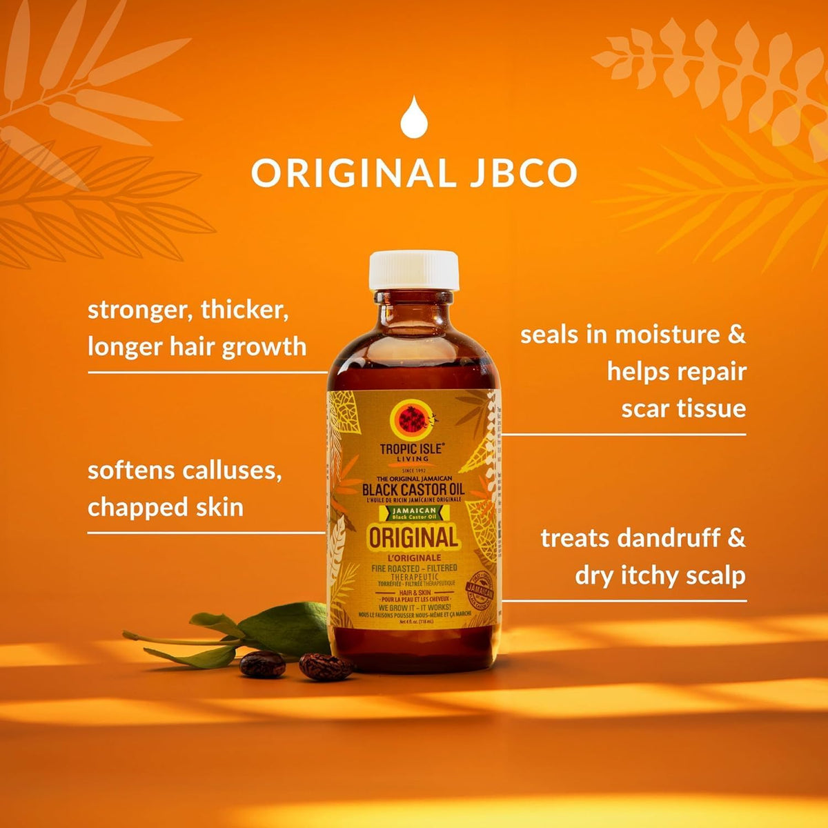 Tropic Isle Living oil texture pouring from bottle showing rich emollient for hydration
