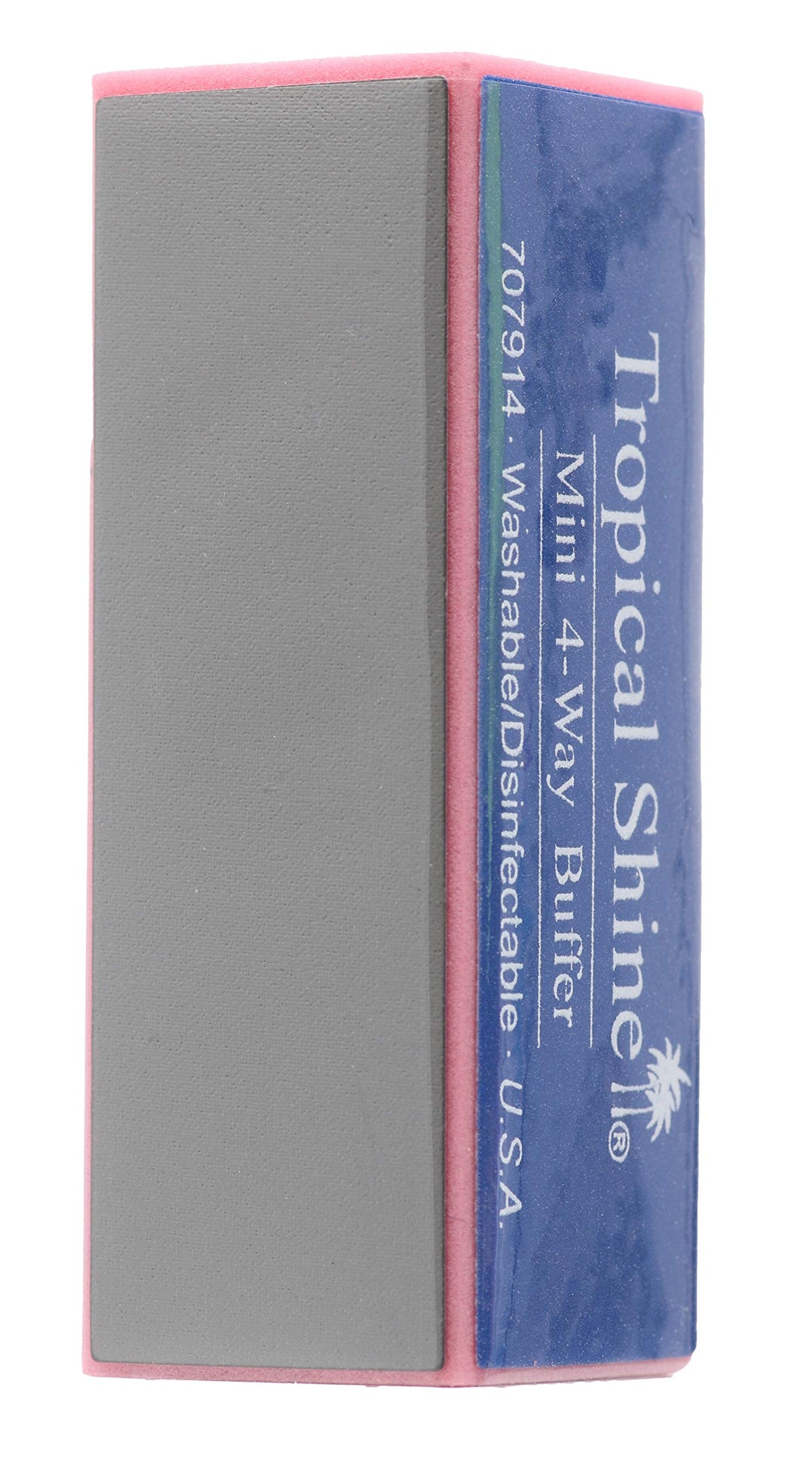 Tropical Shine buffer held in hand showing compact size and portability benefit