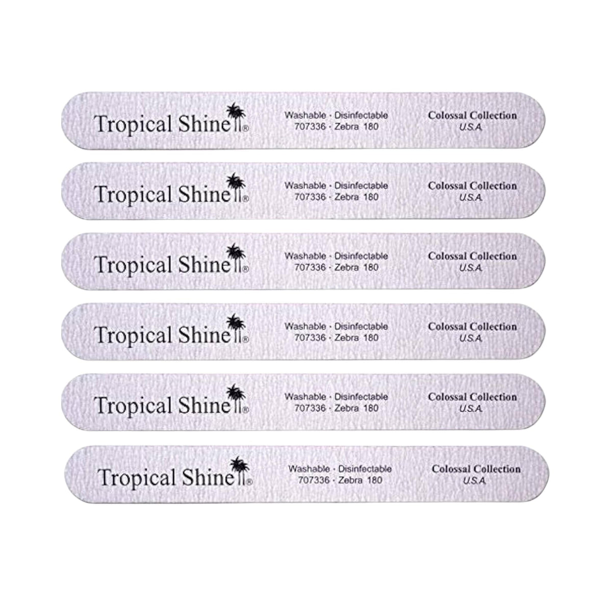 Tropical Shine front packaging showing six jumbo zebra files and professional value