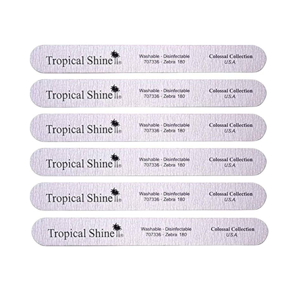 Tropical Shine front packaging showing six jumbo zebra files and professional value