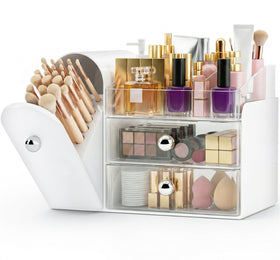 TRQWRO front view of organizer showing tidy cosmetics and accessible layout