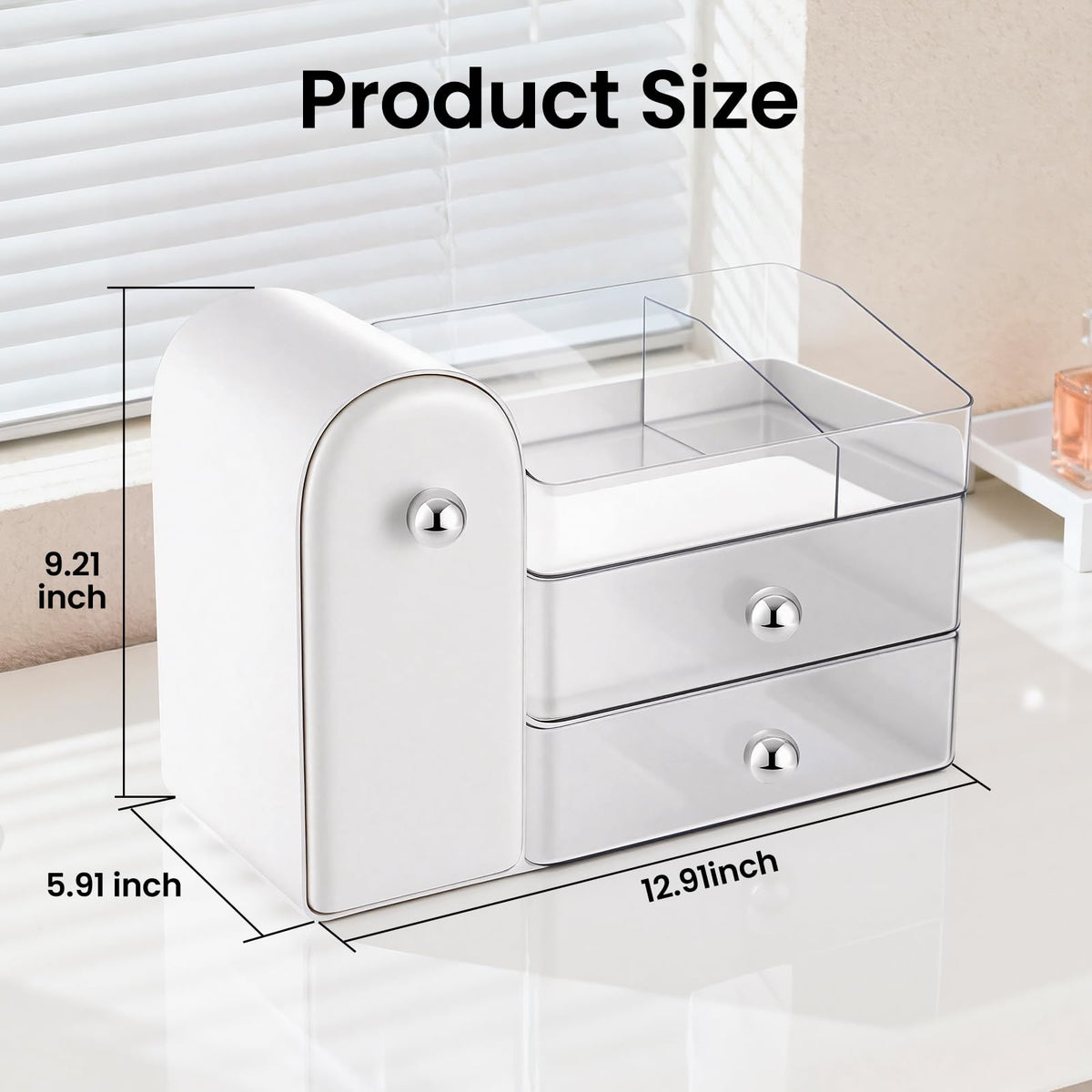 TRQWRO top shelf holding tall skincare bottles for easy everyday access