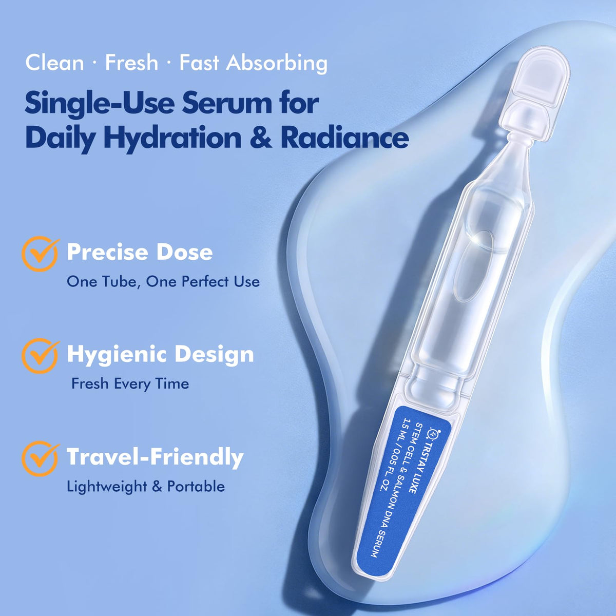 TRSTAY LUXE ingredient close-up highlighting Salmon DNA PDRN and hydration support